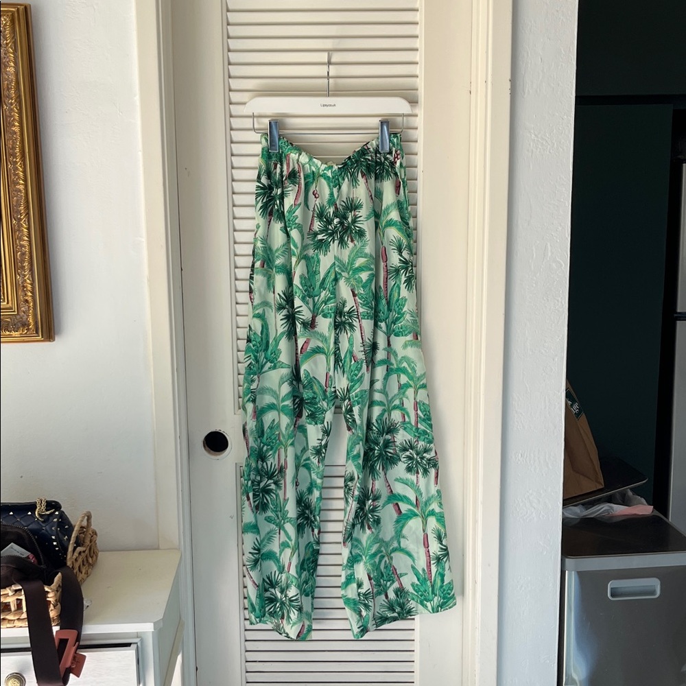 Silky palm tree pj pants with pockets